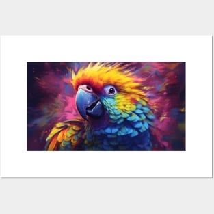 Parrot scatters colors - Oil painting style Posters and Art